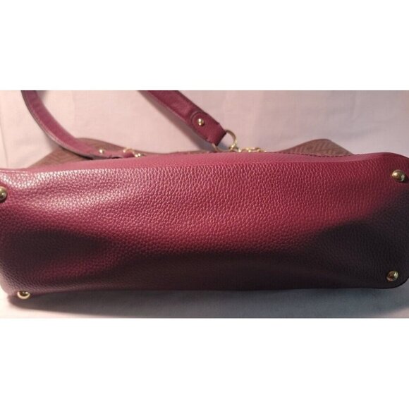 Liz Claiborne Signature Logo Handbag & Wallet Large Burgundy & Brown Purse Tote - Picture 16 of 16
